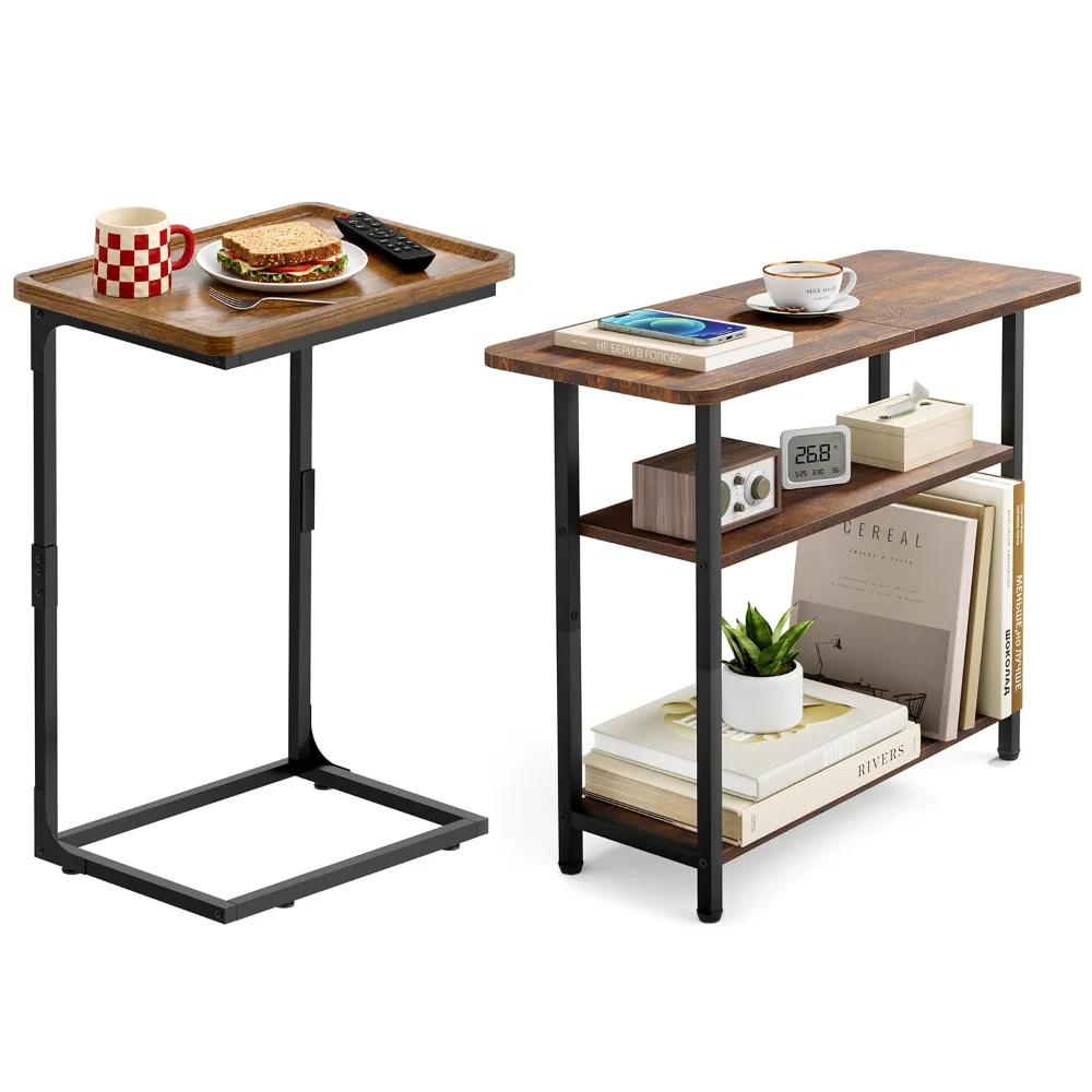 Sleeping Lamb set: 3 tier side table + c shaped end table
