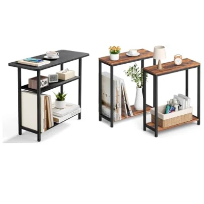 Sleeping Lamb set: 3 tier side table + narrow end tables living room set of 2