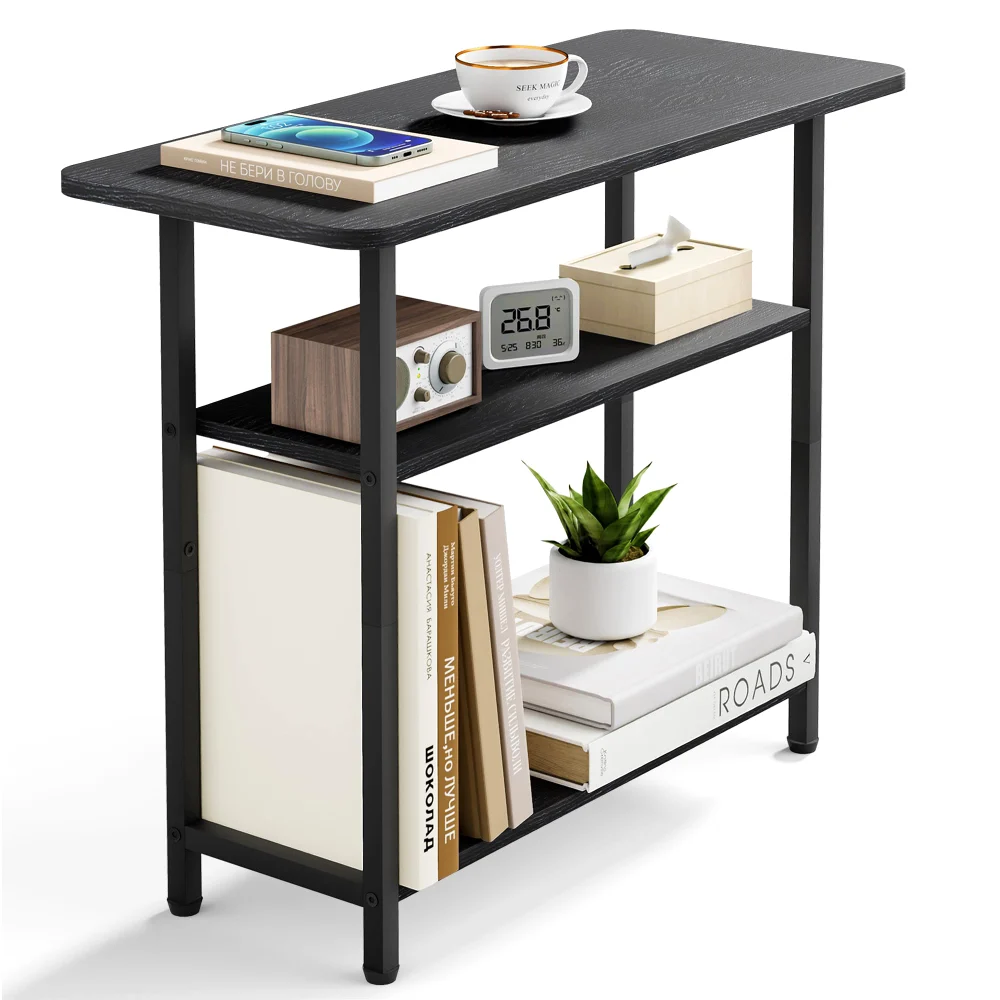 Sleeping Lamb 3-Tier Side Table with Wide Top, Black