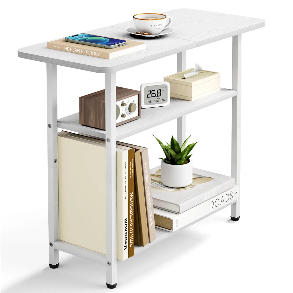 Sleeping Lamb 3-Tier Side Table with Wide Top, White