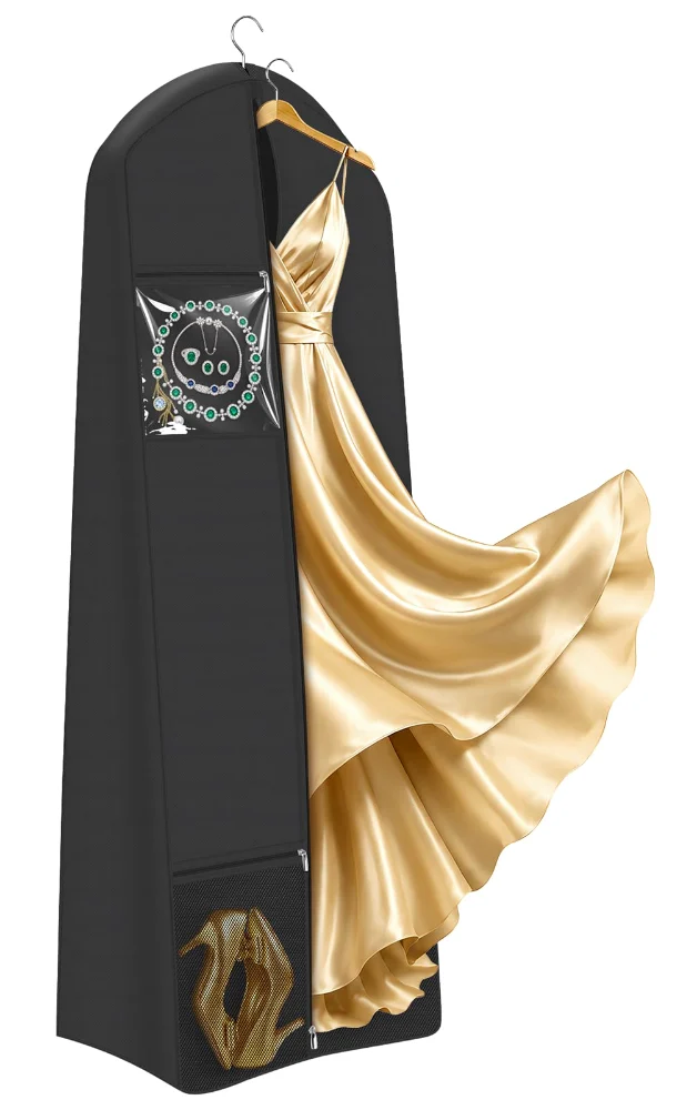 Sleeping Lamb 70-Inch Wedding Dress Bag with 3 Pockets, Black