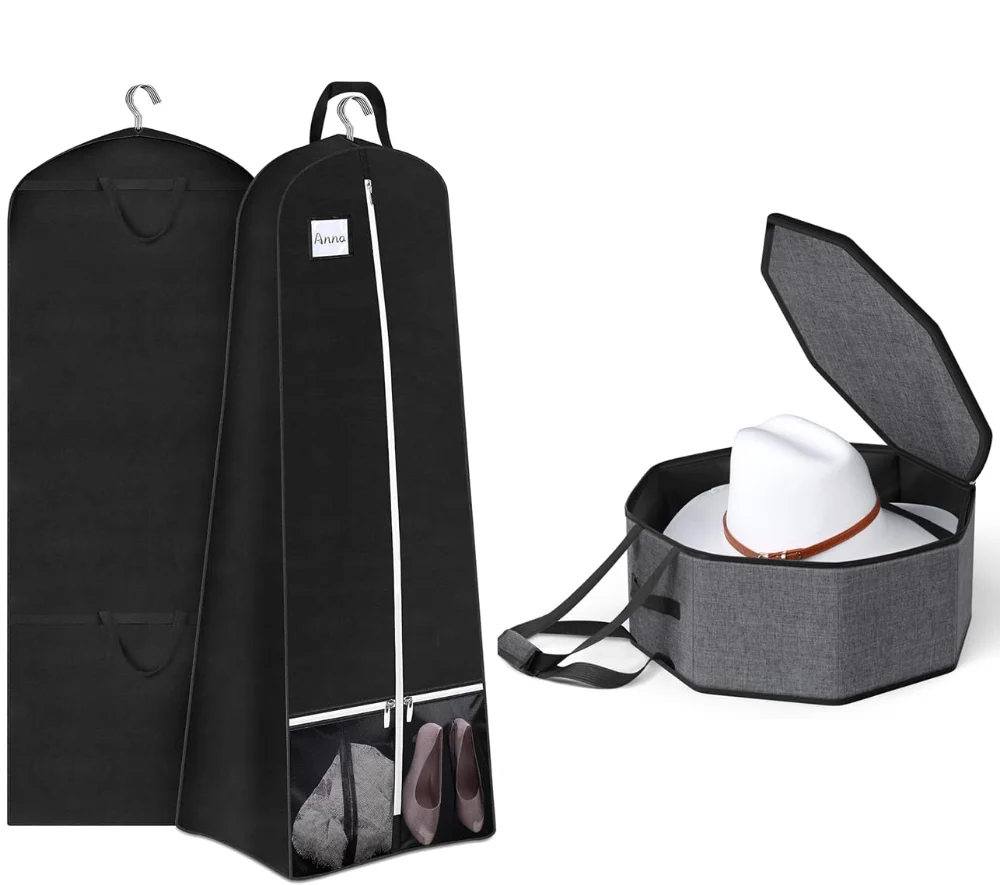 Sleeping Lamb set: 72" wedding gown garment bag + hat box