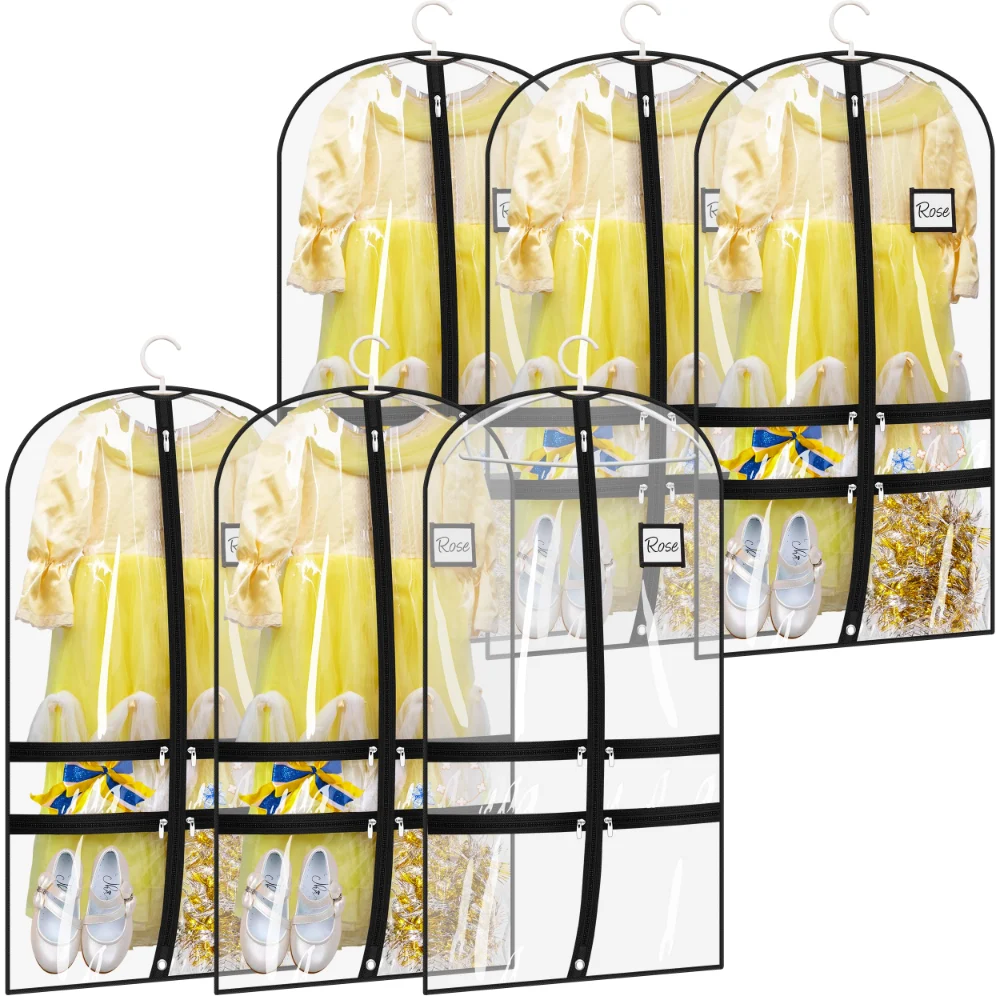 Sleeping Lamb Clear Dance Garment Bags with 4 Pockets, Black