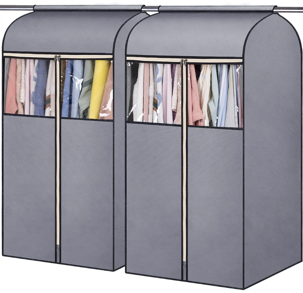 Sleeping Lamb Closed Hanging Garment Bags with Window, Grey, 43"