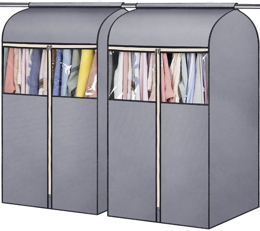 Sleeping Lamb Closed Hanging Garment Bags with Window, Grey, 35"