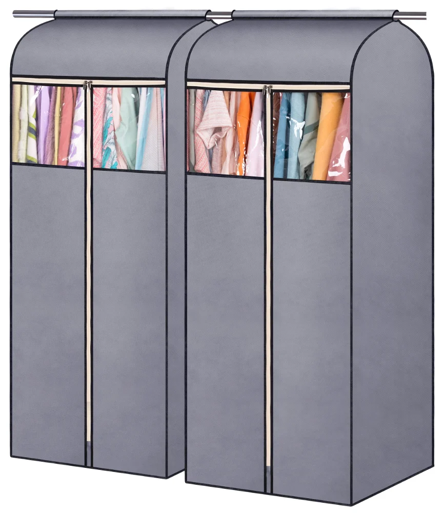 Sleeping Lamb Closed Hanging Garment Bags with Window, Grey, 60"