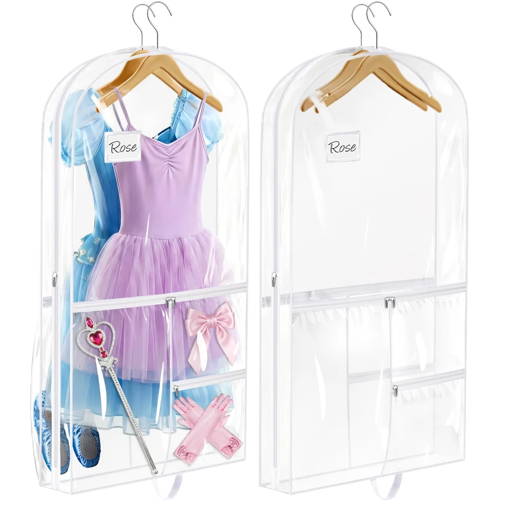 Sleeping Lamb Dual-Sided Dance Costume Bags with 6 Pockets, White