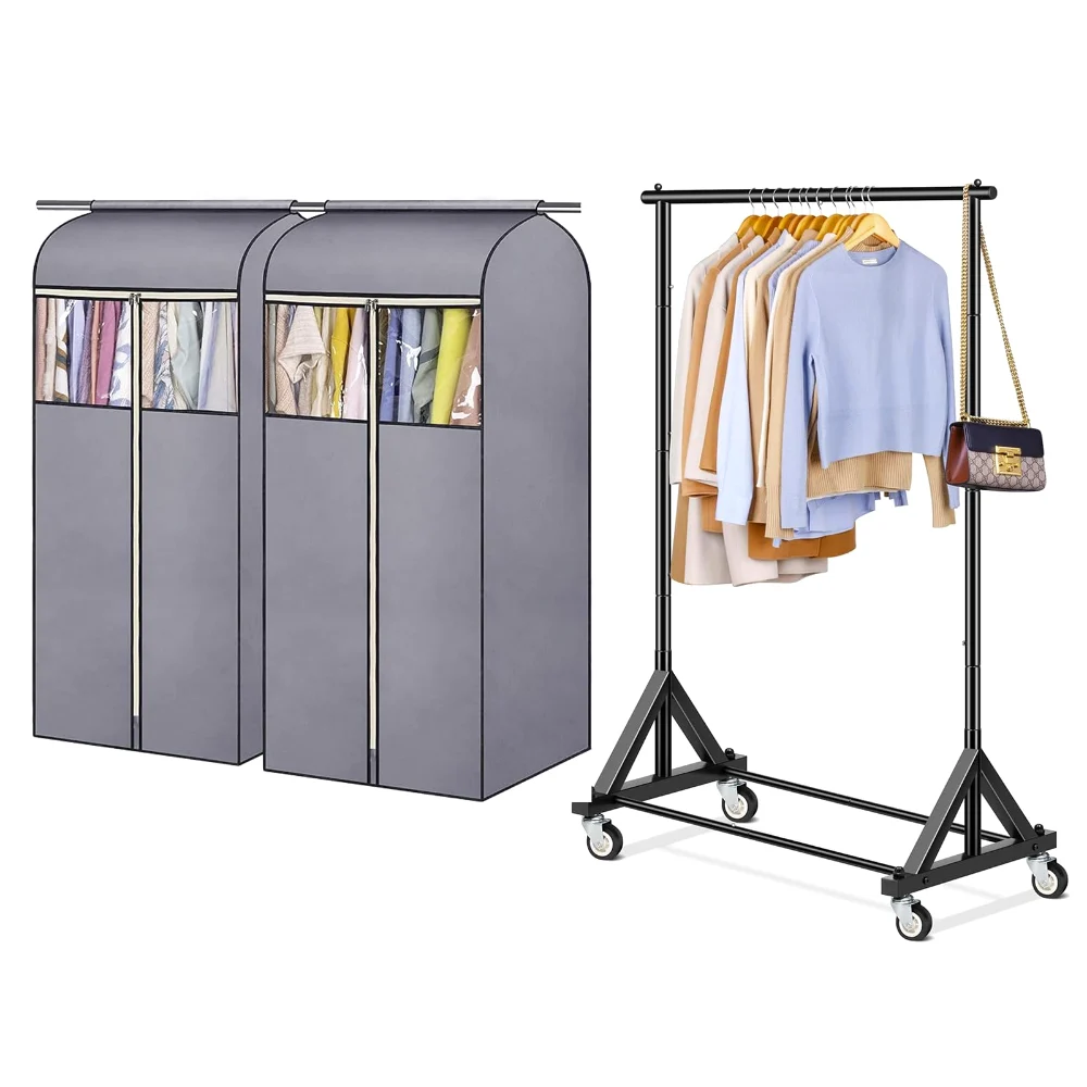 Sleeping Lamb set: Heavy duty clothes rack + 54" hanging garment bags