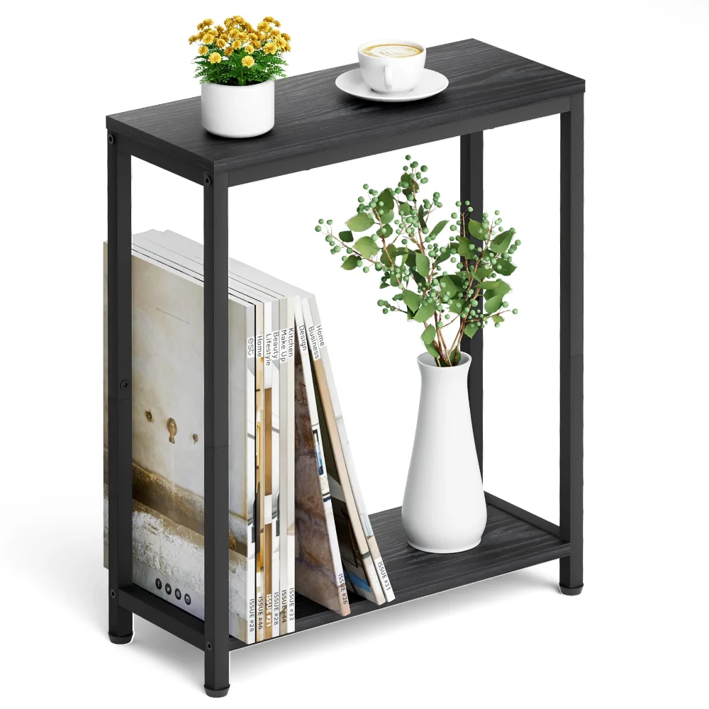 Sleeping Lamb Narrow 2-Tier Side Table, Black, Single