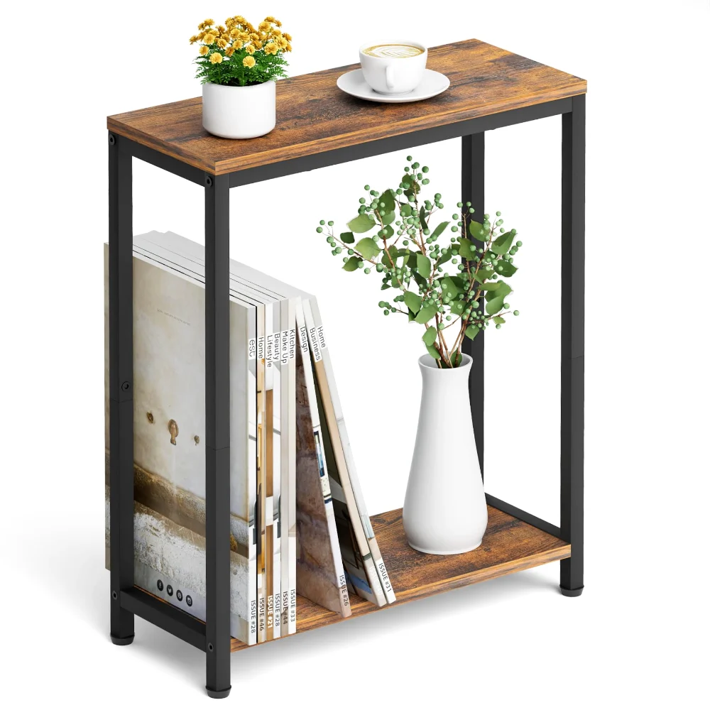 Sleeping Lamb Narrow 2-Tier Side Table, Brown