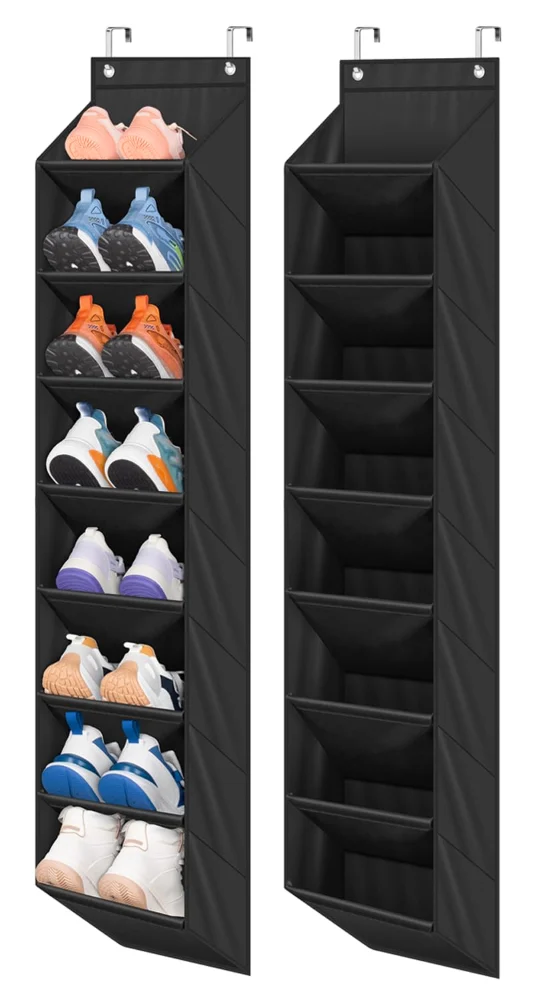 Sleeping Lamb Narrow Over-the-Door Shoe Organizer, 2 Pack, Black