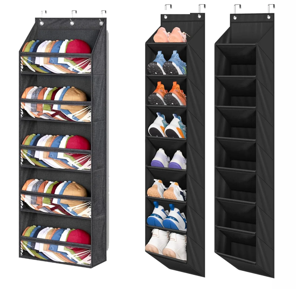 Sleeping Lamb set: Over door hat racks + 2-pack narrow over the door shoe organizer