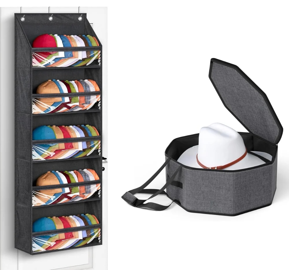 Sleeping Lamb set: Over-the-door hat rack + collapsible hat box