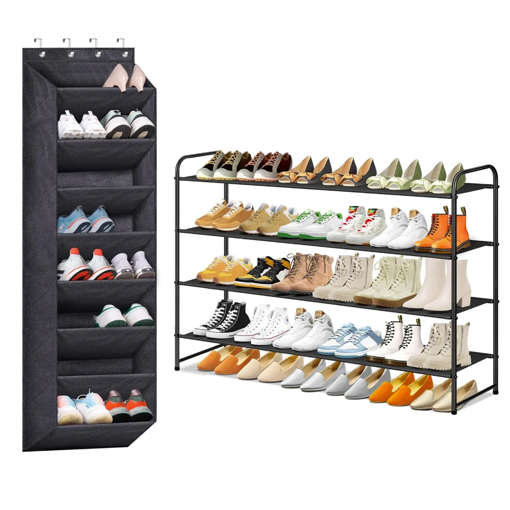 Sleeping Lamb set: Over the door shoe organizer + long 4 tier shoe organizer