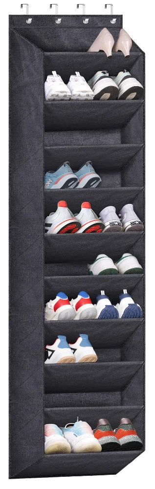 Sleeping Lamb Over-the-Door Shoe Organizer with Deep Pockets, Black, 71"