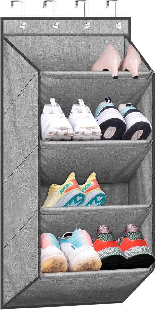 Sleeping Lamb Over-the-Door Shoe Organizer with Deep Pockets, Grey