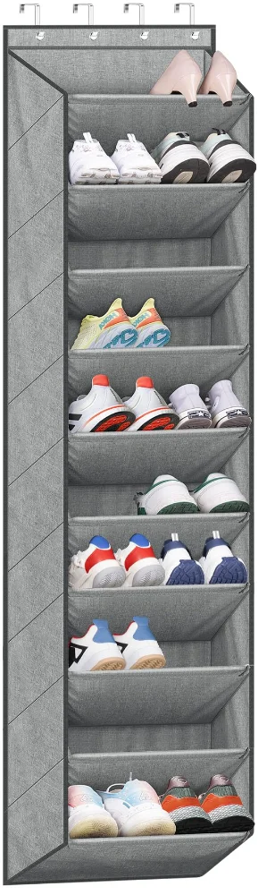 Sleeping Lamb Over-the-Door Shoe Organizer with Deep Pockets, Grey, 71"