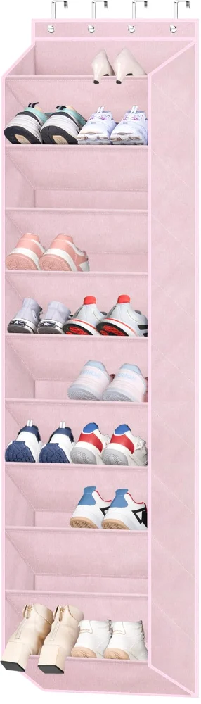Sleeping Lamb Over-the-Door Shoe Organizer with Deep Pockets, Pink, 71"