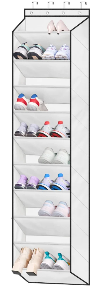 Sleeping Lamb Over-the-Door Shoe Organizer with Deep Pockets, White, 71"