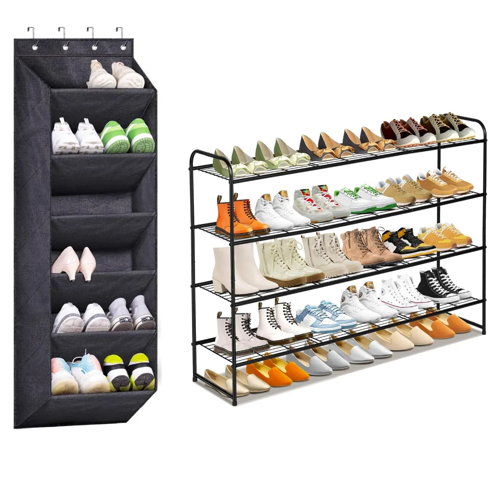 Sleeping Lamb set: Over-the-door shoe rack + 4 tier long shoe organizer