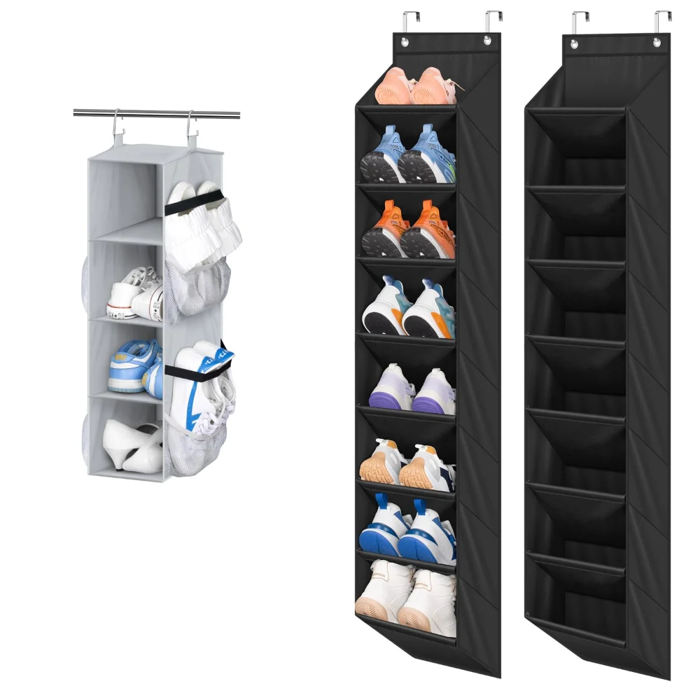 Sleeping Lamb set: Short hanging shoe organizer + 2-pack narrow over the door shoe organizer