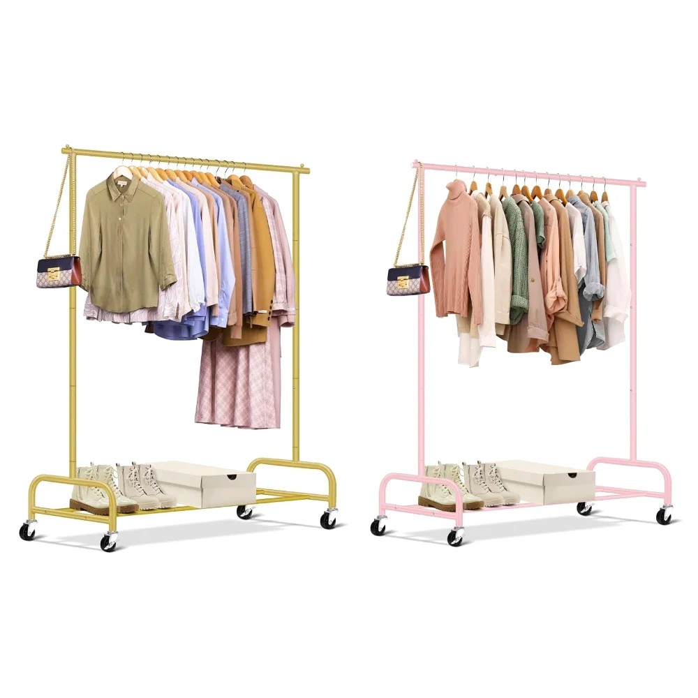 Sleeping Lamb set: Two heavy duty clothes racks, gold and pink