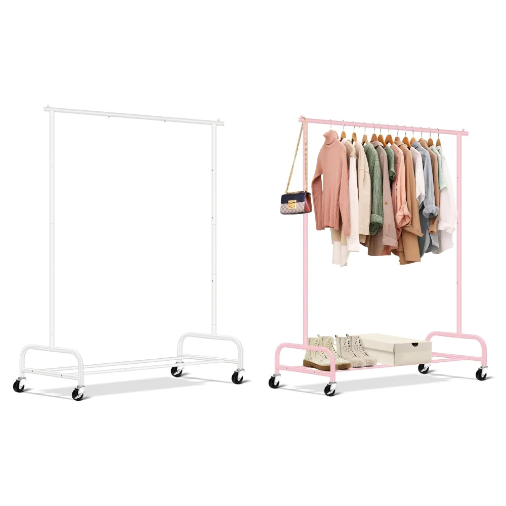 Sleeping Lamb set: Two heavy duty clothes racks, white and pink