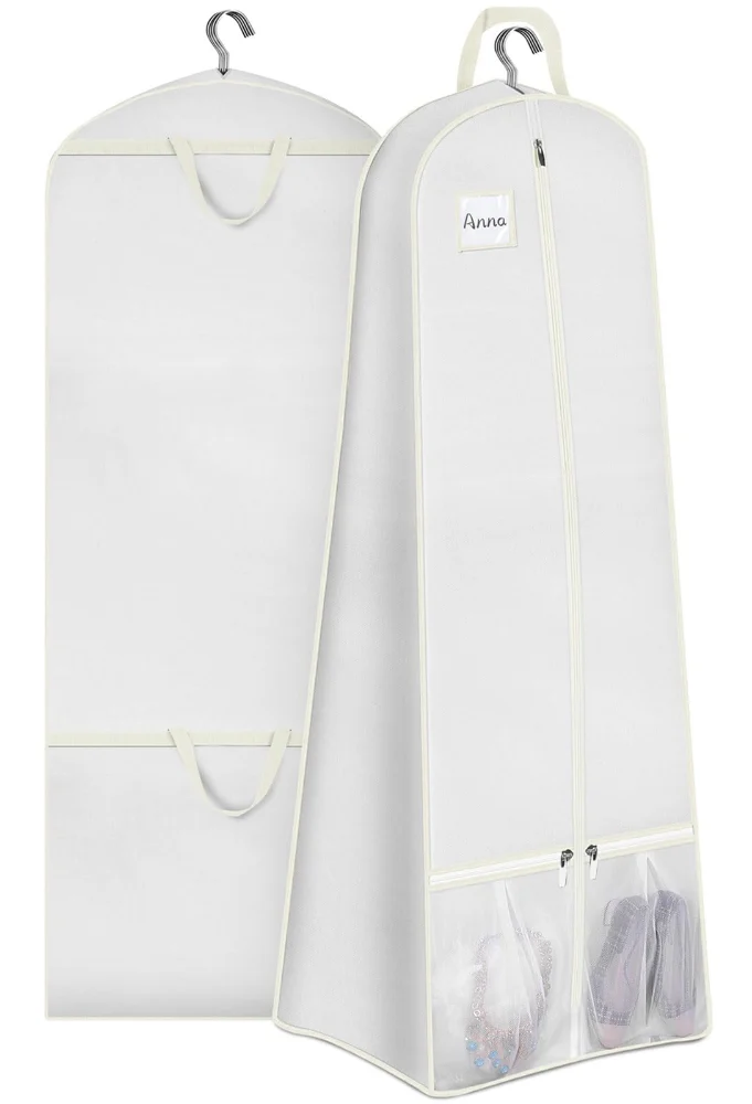 Sleeping Lamb Wedding Gown Garment Bag with 15-Inch Gusset, White, 72"