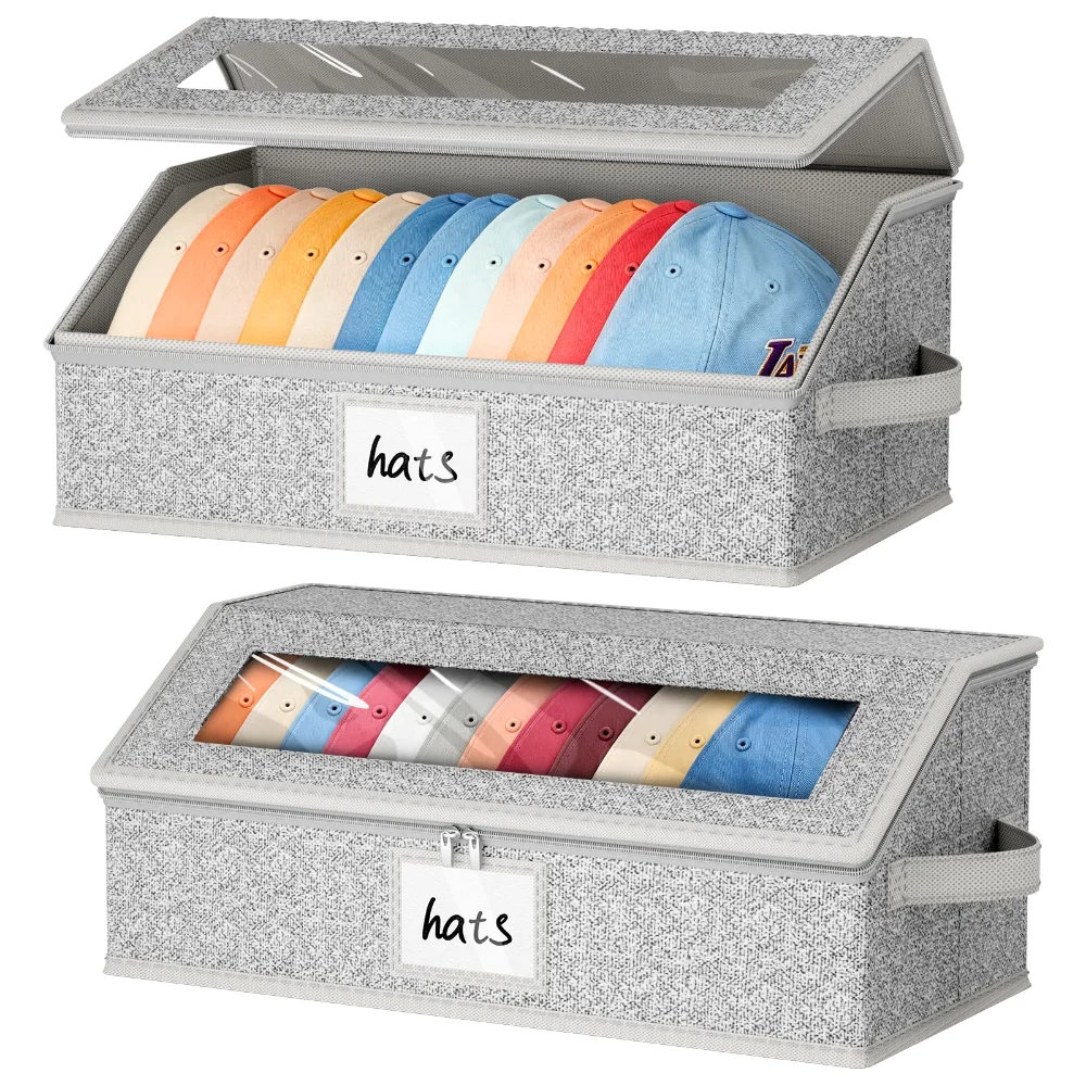 Sleeping Lamb Zippered Cap Storage Boxes, 2 Pack, Grey